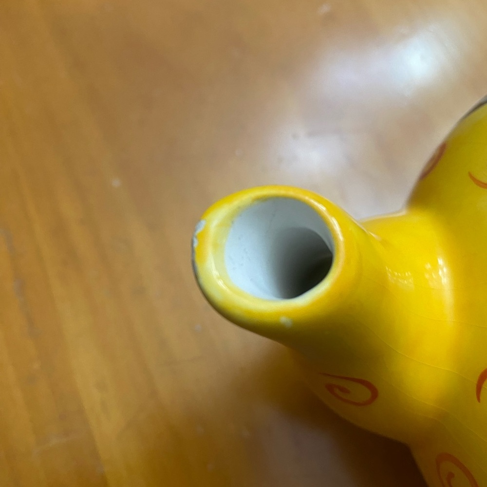 Laurel Burch Vintage 1998 Ceramic Polka Dot Cat Teapot Yellow/Black - Picture 7 of 14